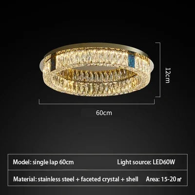 plafonnier en cristal de luxe à led pour décoration intérieure