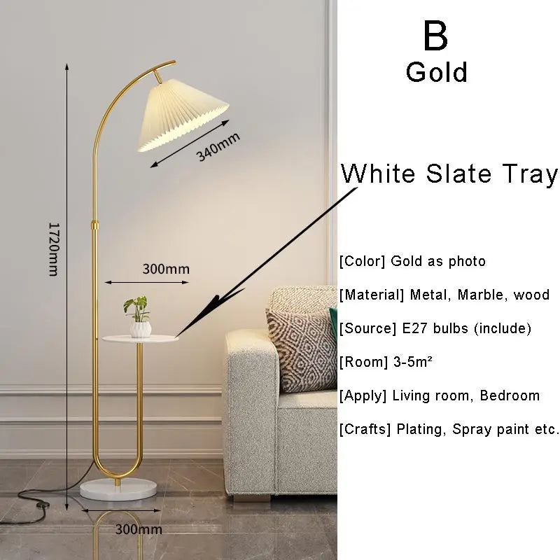 lampadaire nordique à led abat-jour en tissu pour décoration intérieure