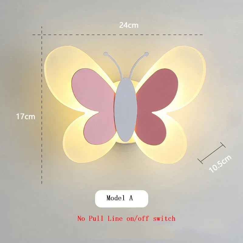 applique murale créative papillon dessin animé lumière led enfants
