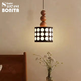 lustre rétro à pois en noyer pour décoration intérieure
