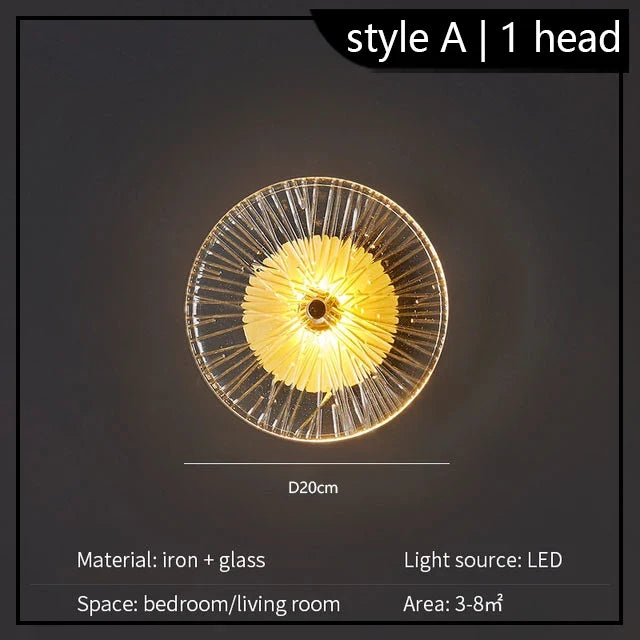 applique murale ronde moderne en cristal avec lumières led nordiques