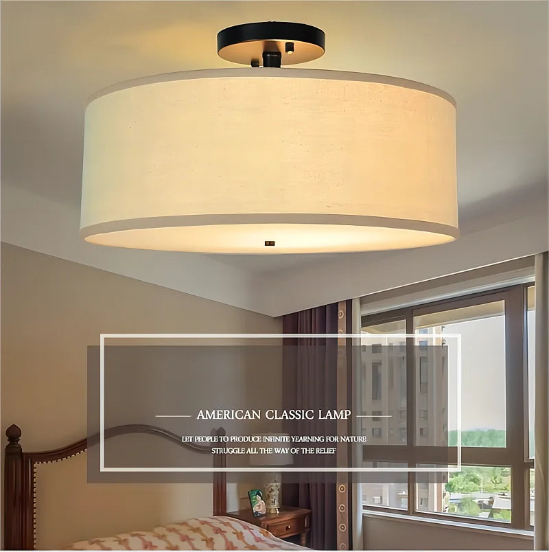 plafonnier moderne en fer forgé avec tissu lumineux