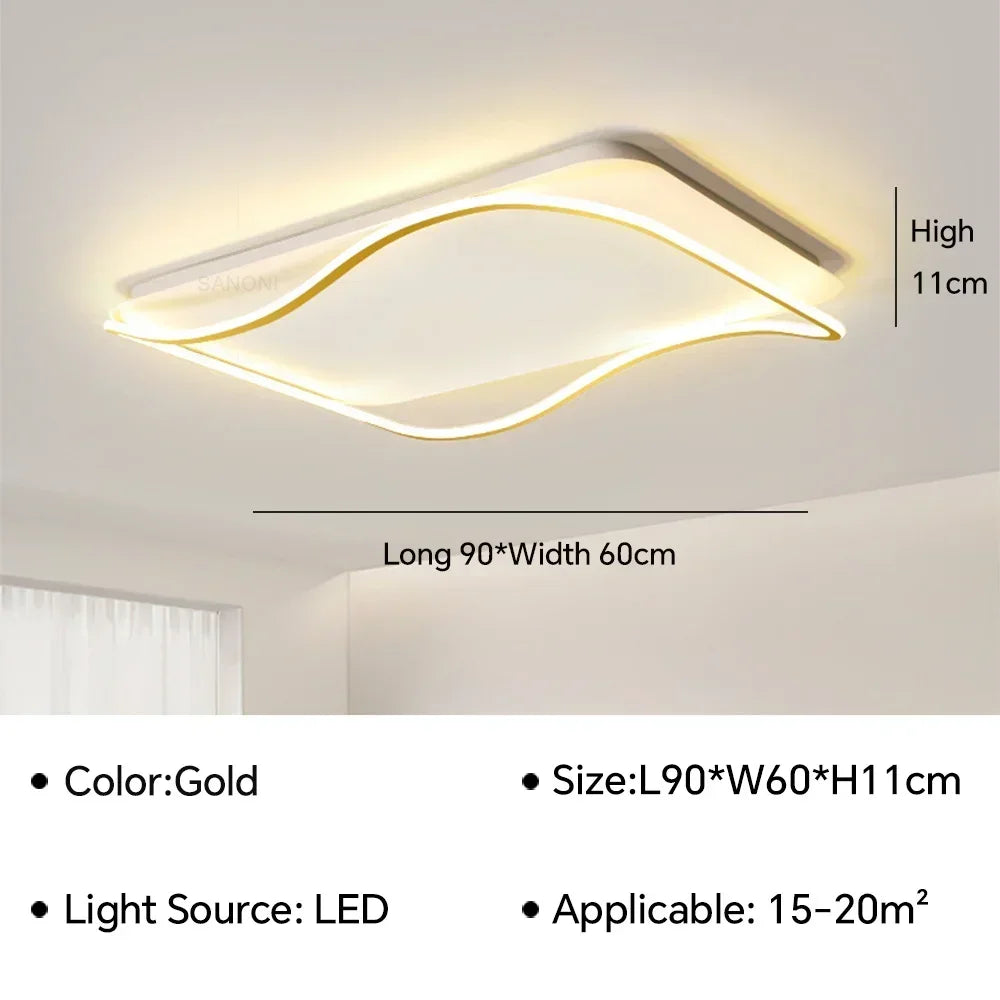 lustre moderne à leds pour décoration intérieure simple vague