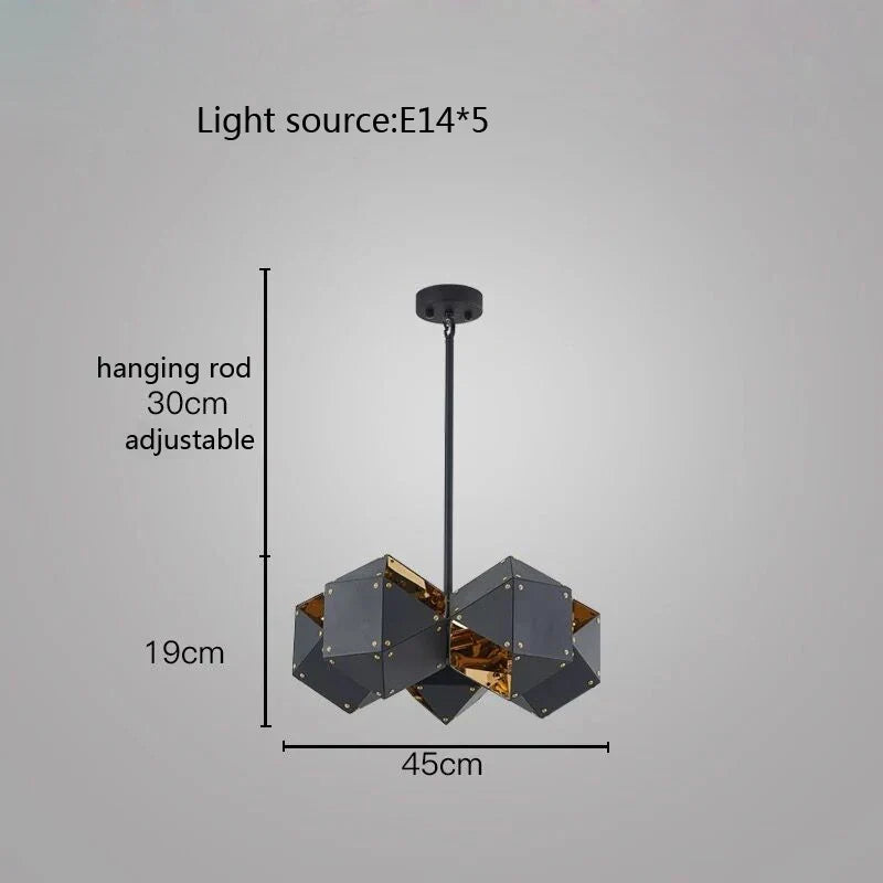 suspension led cube art déco style assorti 	 saison