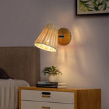 applique murale led vintage en rotin tissée à la main avec interrupteur