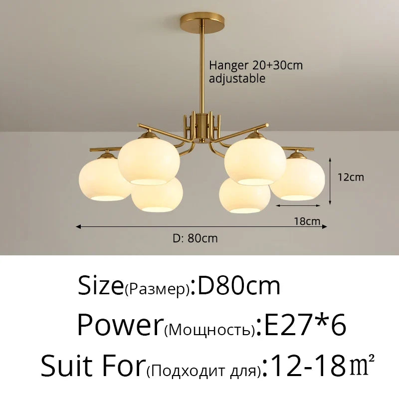 lustre nordique simple en verre blanc pour décoration de plafond