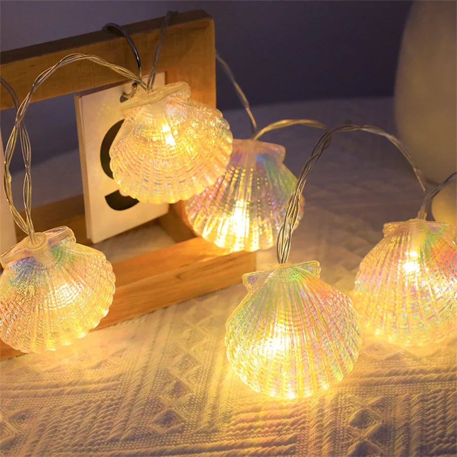 guirlande lumineuse coquillages pour décor océan fête mariage