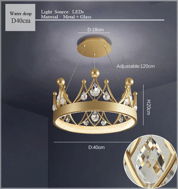 2024 Simple bedroom lamp children's room living room light luxury crown crystal chandelier  pendant lights  room decor