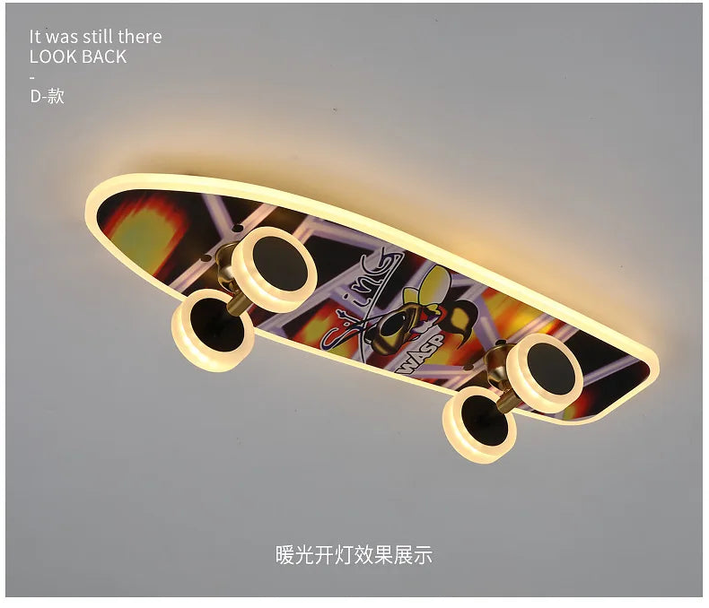 plafonnier skateboard à intensité variable pour chambre enfant