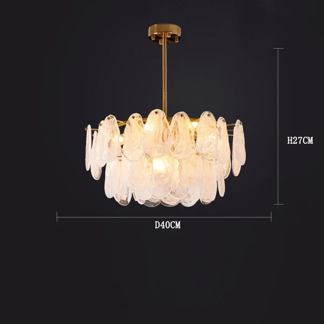 lustre moderne en verre givré doré design suspendu décoratif