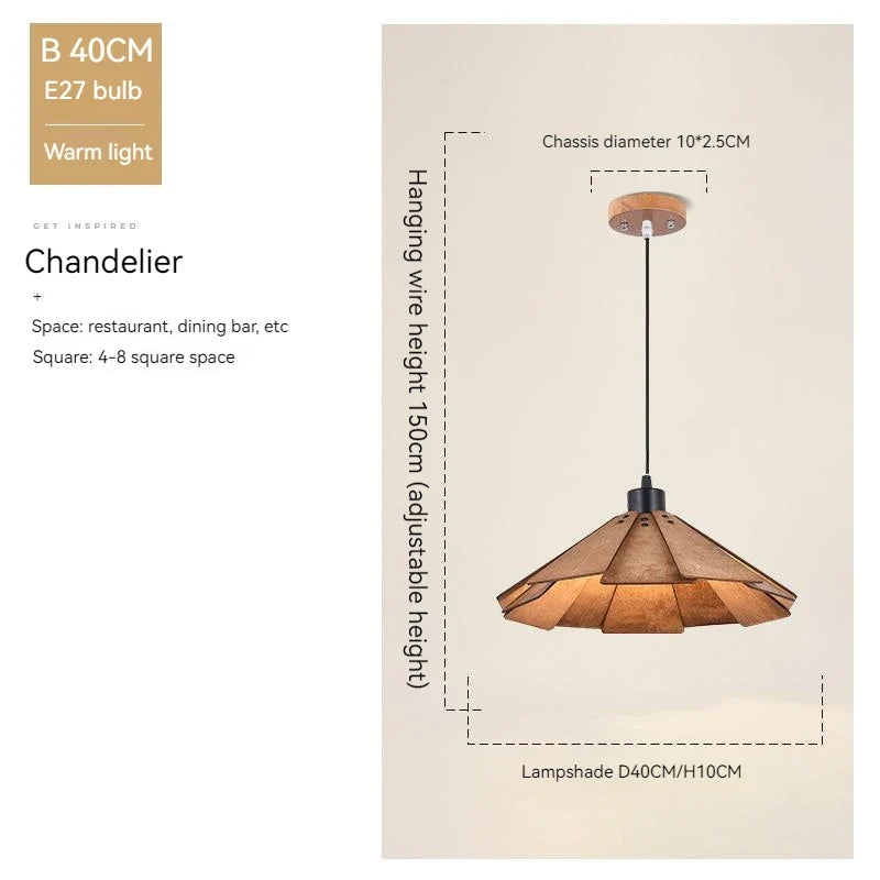 suspension en bois rétractable à bascule luminaire décoratif d'intérieur