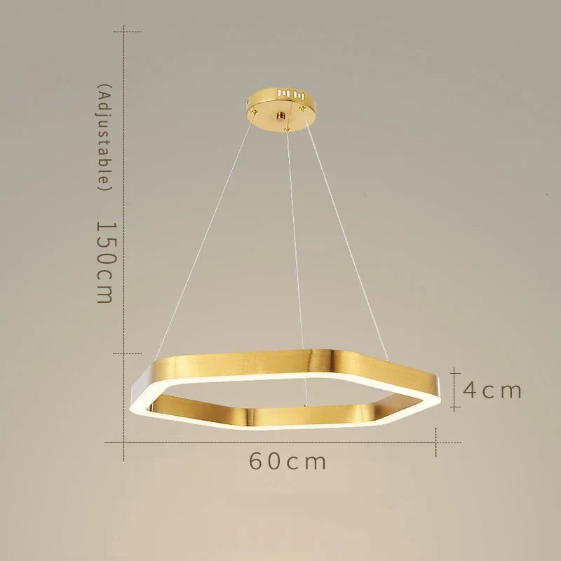 Hexagone Design Led Lustre Moderne De Luxe En Acier Inoxydable Lampe Salon Suspension Luminaire Décor À La Maison Escalier Plafond Lustre