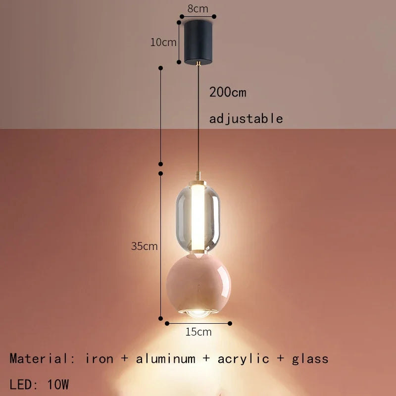 suspension en verre et fer style nordique créatif