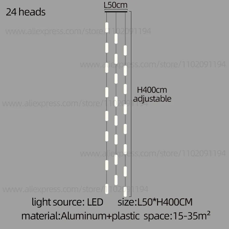 lustre led nordique pour escalier duplex penthouse villa