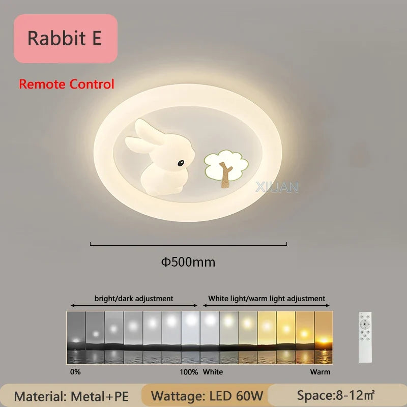 Creative Children's Room Ceiling Lamps Carrot Cloud Rabbit Ceiling Light Nursery Room School Baby Girl Bedroom Chandelier AC220V
