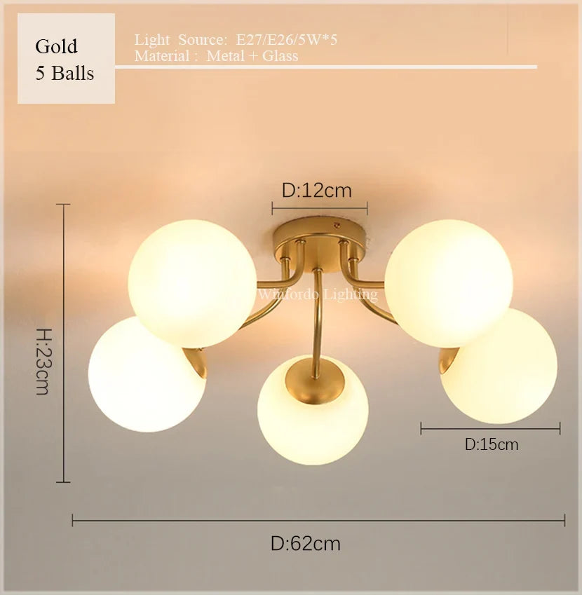 suspension lustre 	 led boule de verre pour sommeil direct