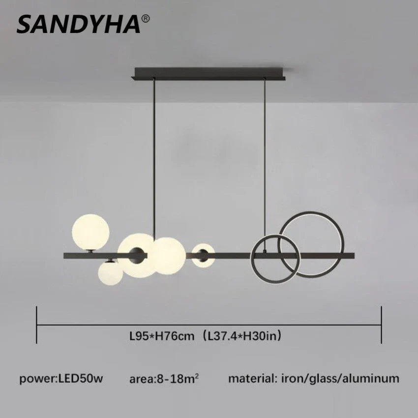 lustre moderne en verre design lumineux pour intérieur
