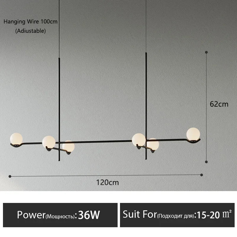 lustre led en boule de verre style nordique pour intérieur