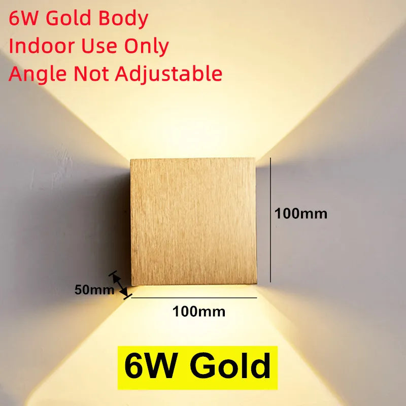 Applique murale LED lumière extérieure étanche IP65 porche jardin applique et intérieur chambre chevet décoration éclairage lampe en aluminium doré