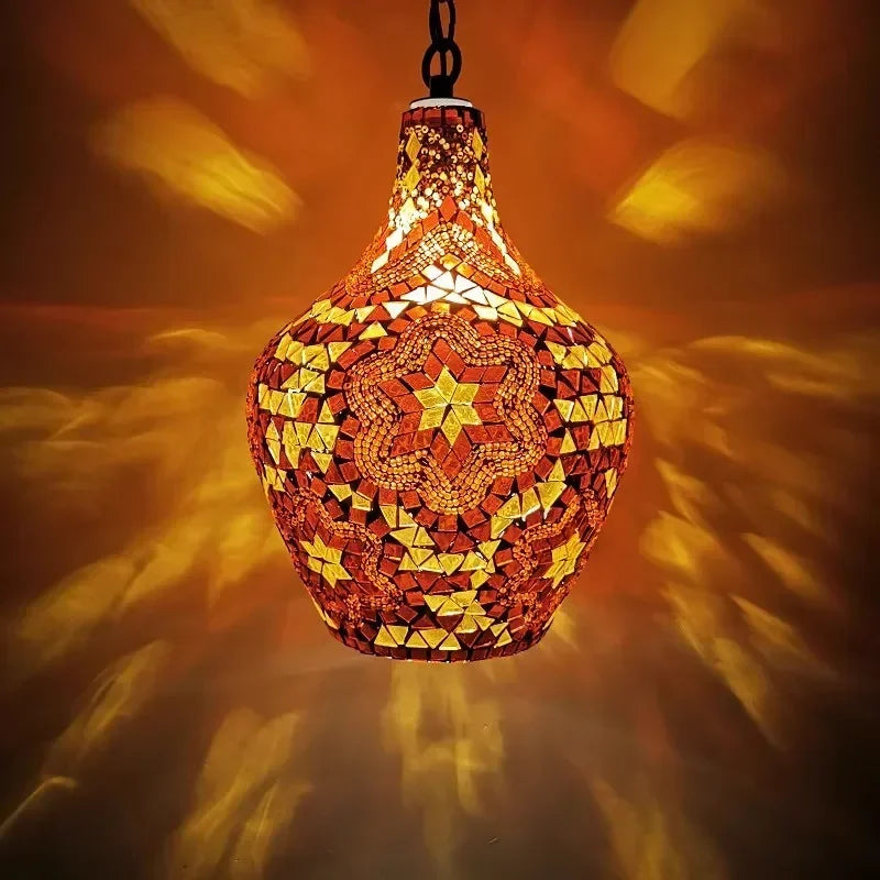 lustre en vase d'art bohème pour décoration intérieure artisanale