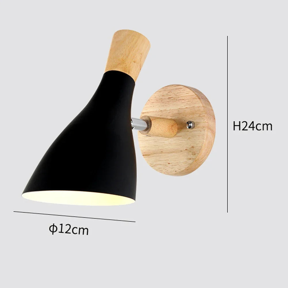 applique murale nordique en bois avec tête directionnelle