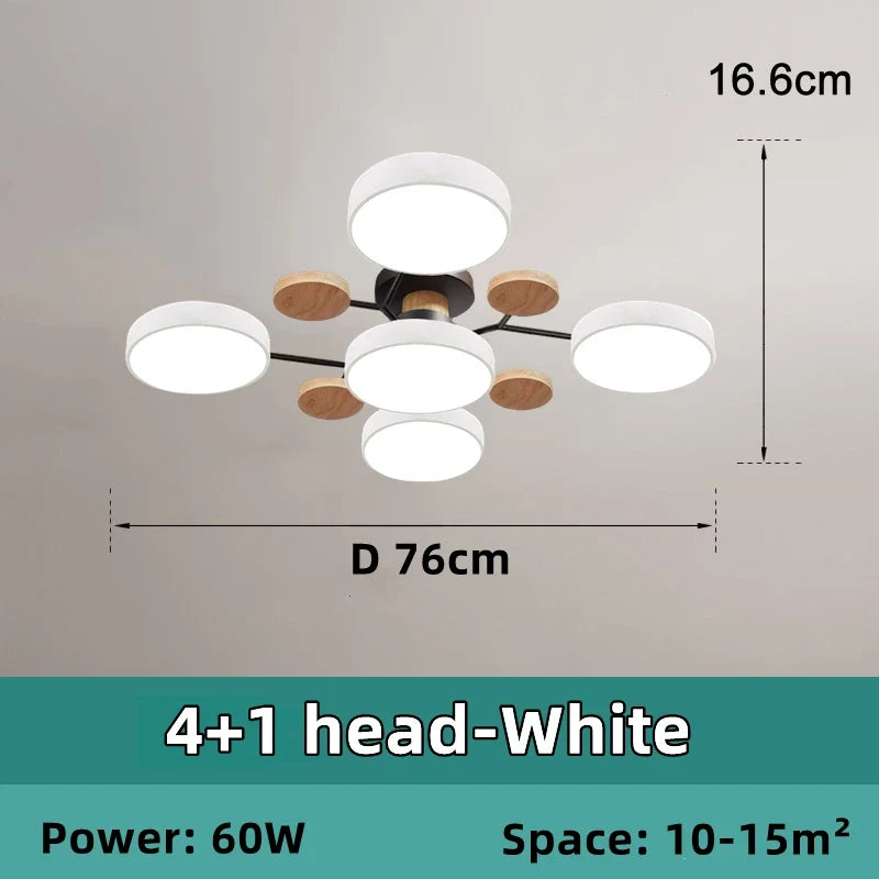 lustre en bois led style nordique pour diverses pièces