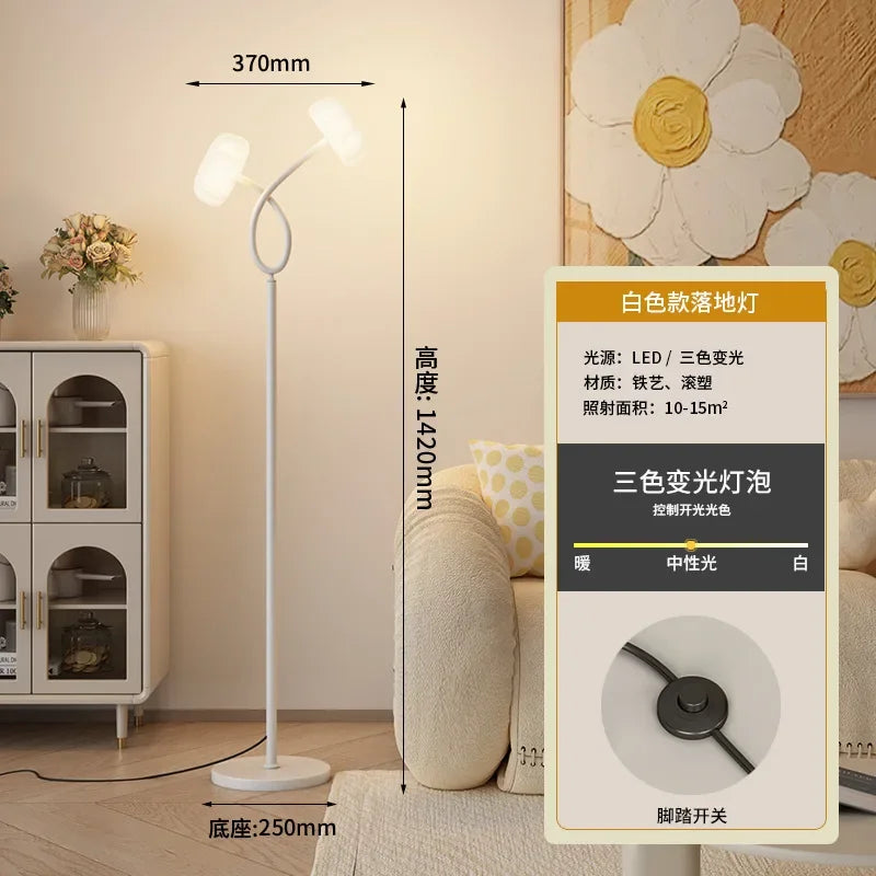 Nordic modern floor lamp white minimalist bedroom, living room, TV cabinet, sofa side decoration LED floor lamp