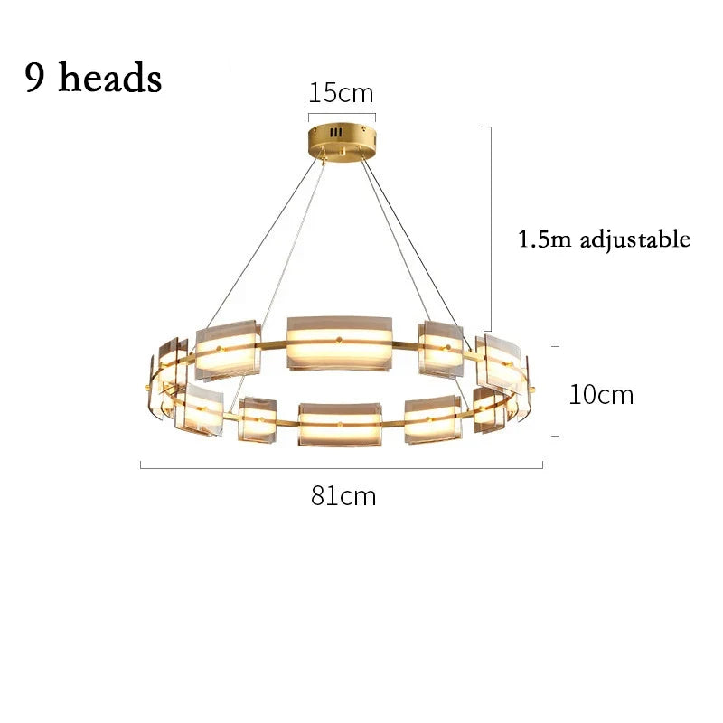 lustre led en verre style simple et moderne pour décoration intérieure