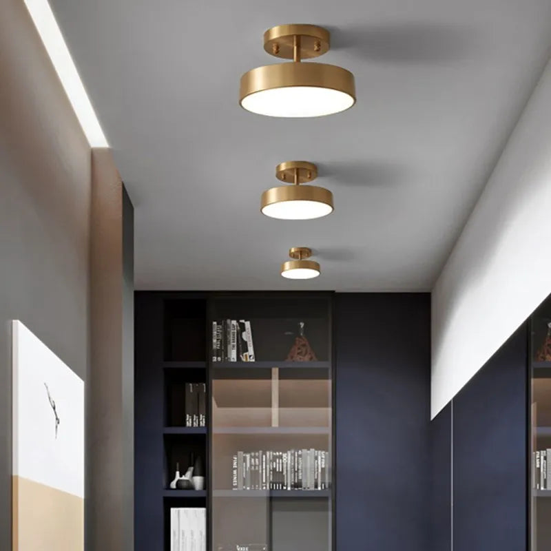 plafonnier cuivre led simple rond vestiaire