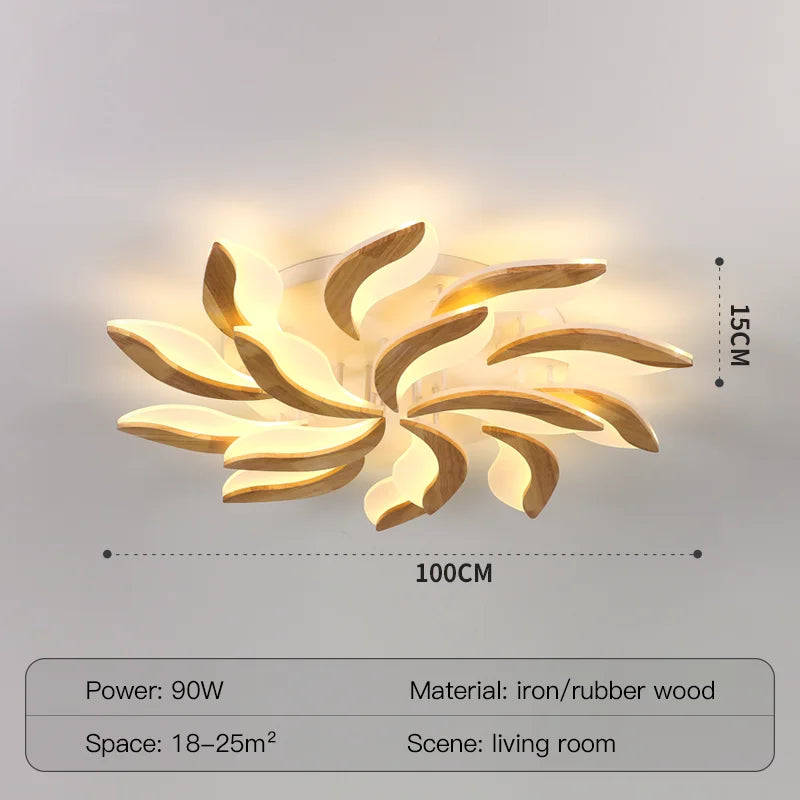 lustre moderne en bois et acrylique pour intérieur