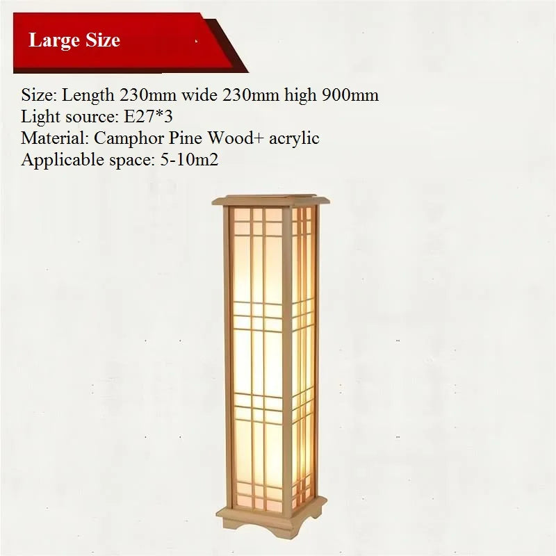 lampadaire japonais en bois massif pour intérieur lumineux