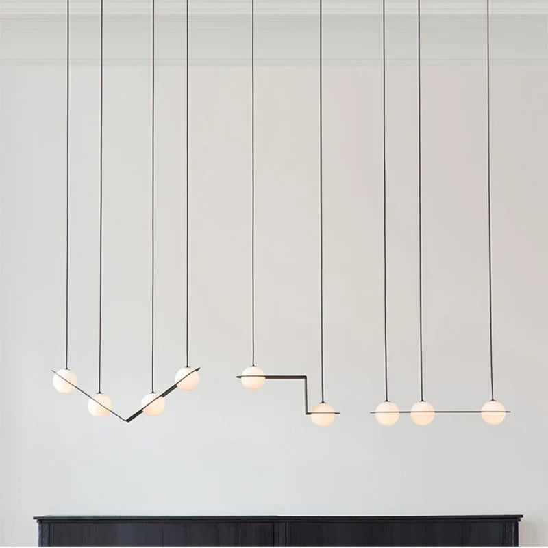 suspension créative minimaliste à géométrie pour espaces commerciaux