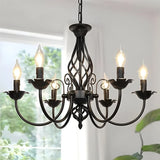 6-Light Farmhouse Candle Chandelier for Living Room, Rustic Industrial Pendant Ceiling Light fixture, Vintage Hanging Lamp for B