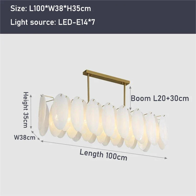 lustre moderne en verre avec plumes et éclairage led