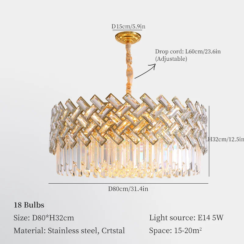 lustre moderne en cristal pour décoration intérieure élégante