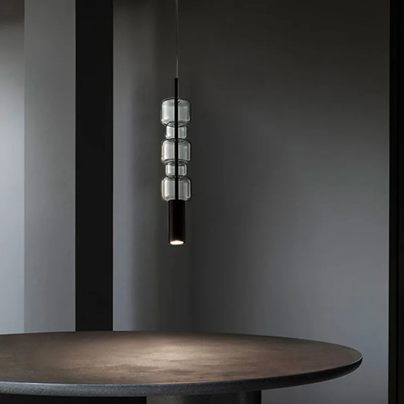 suspension moderne en verre avec luminaires en métal doré et noir