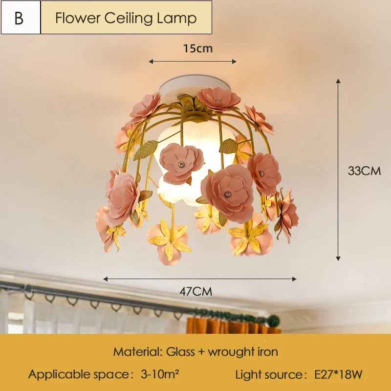 plafonnier rétro en forme de rose pour décoration romantique et chaleureuse