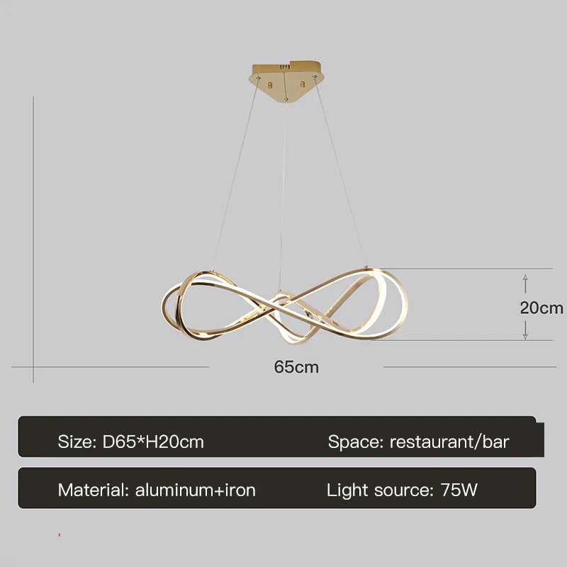 suspension design moderne avec télécommande et courbes élégantes