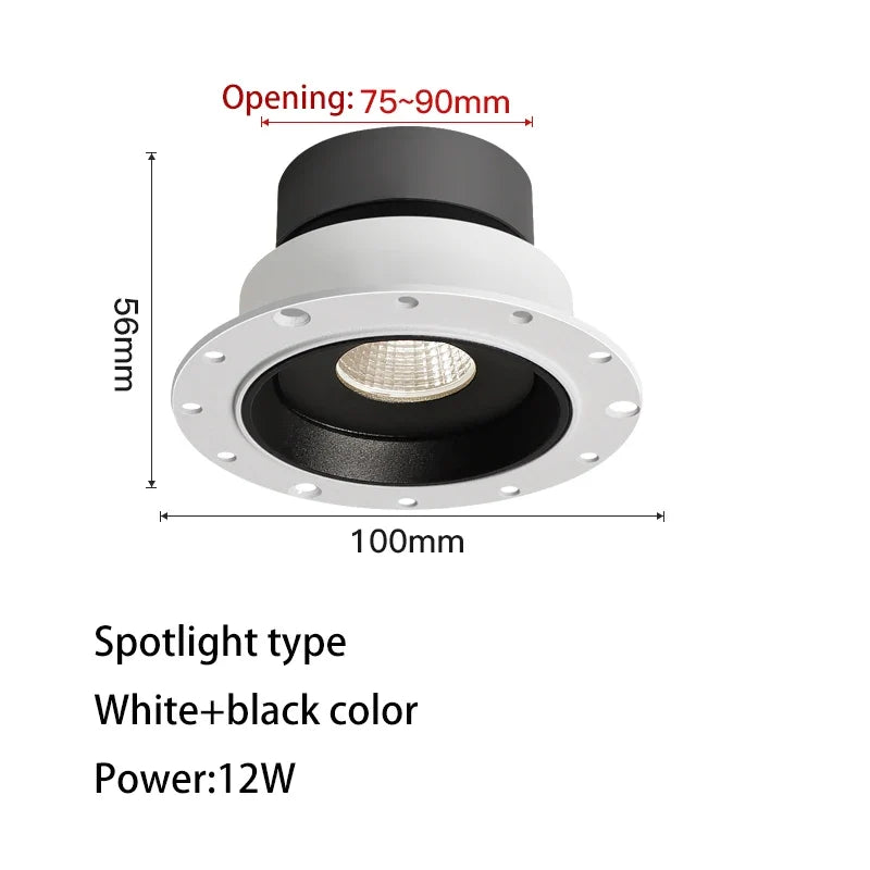 spot led ultra fin sans cadre anti-éblouissement pour maison