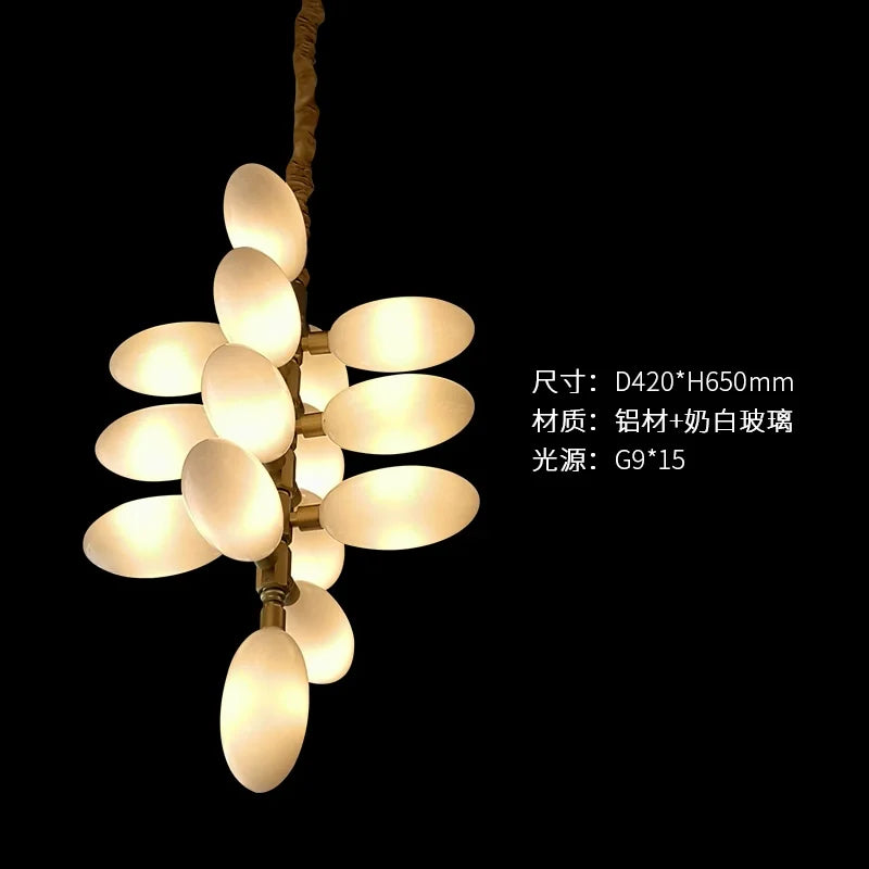Modern Luxury  White Glass Grape Shaped Duplex Villa Chandelier, Living Room, Dining Room, Hotel Circular Decorative Chandelier