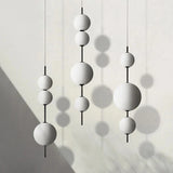 2024 LED White Glass Beads Pendant Chandelier Cafe Bar Bedroom Kitchen Round Ball Hanging Lighting Fixture Home Decor