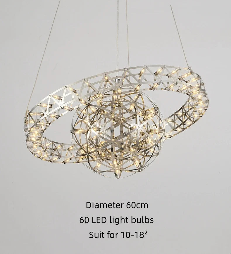 lustre sphérique raimond satellite en acier inoxydable led décor