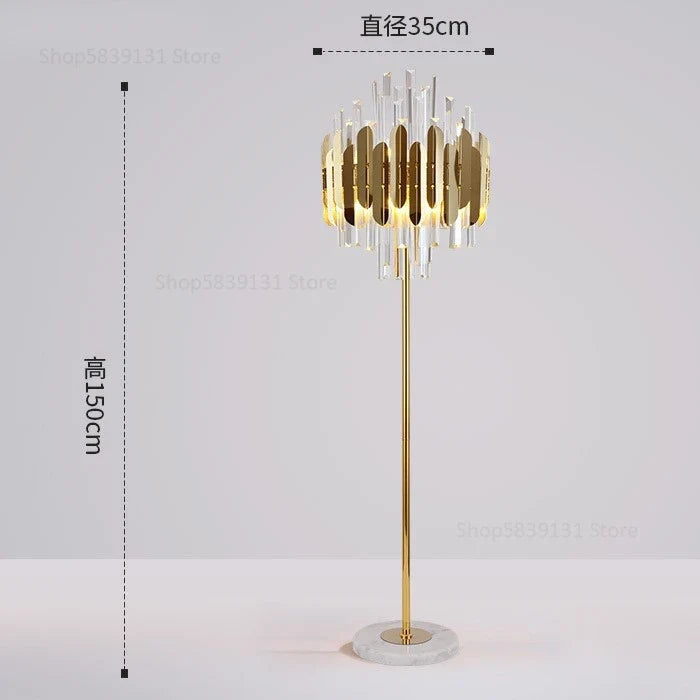 lampadaire post-moderne nordique en cristal doré led luxe