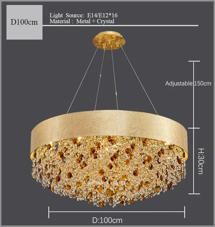 lustre en cristal moderne led avec intensité variable