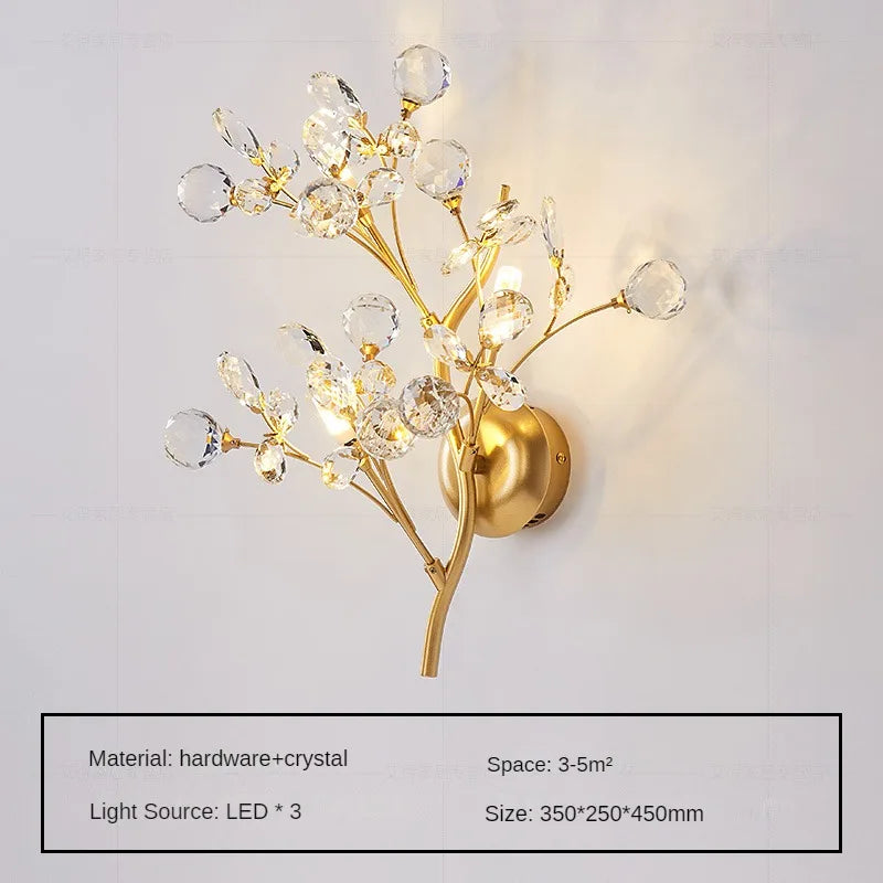 applique murale LED créative de luxe en cristal moderne