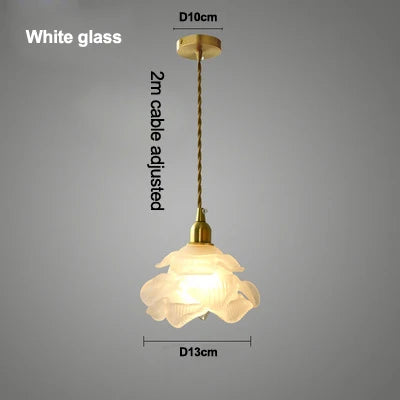 suspension rétro en verre pétales design fait main