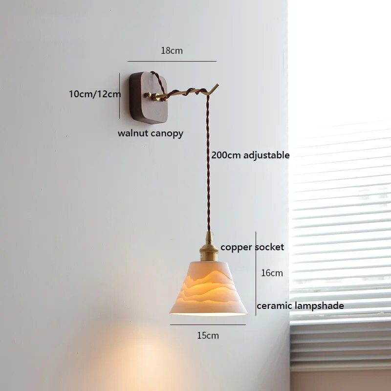 applique murale led noyer cuivre moderne baguette plug-in
