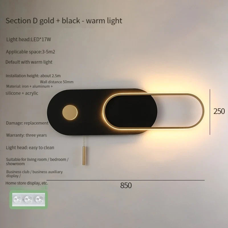 applique murale led moderne pour hôtel et éclairage domestique