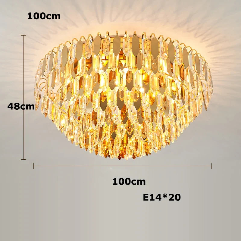 lustre à led de luxe en or chromé pour décoration moderne
