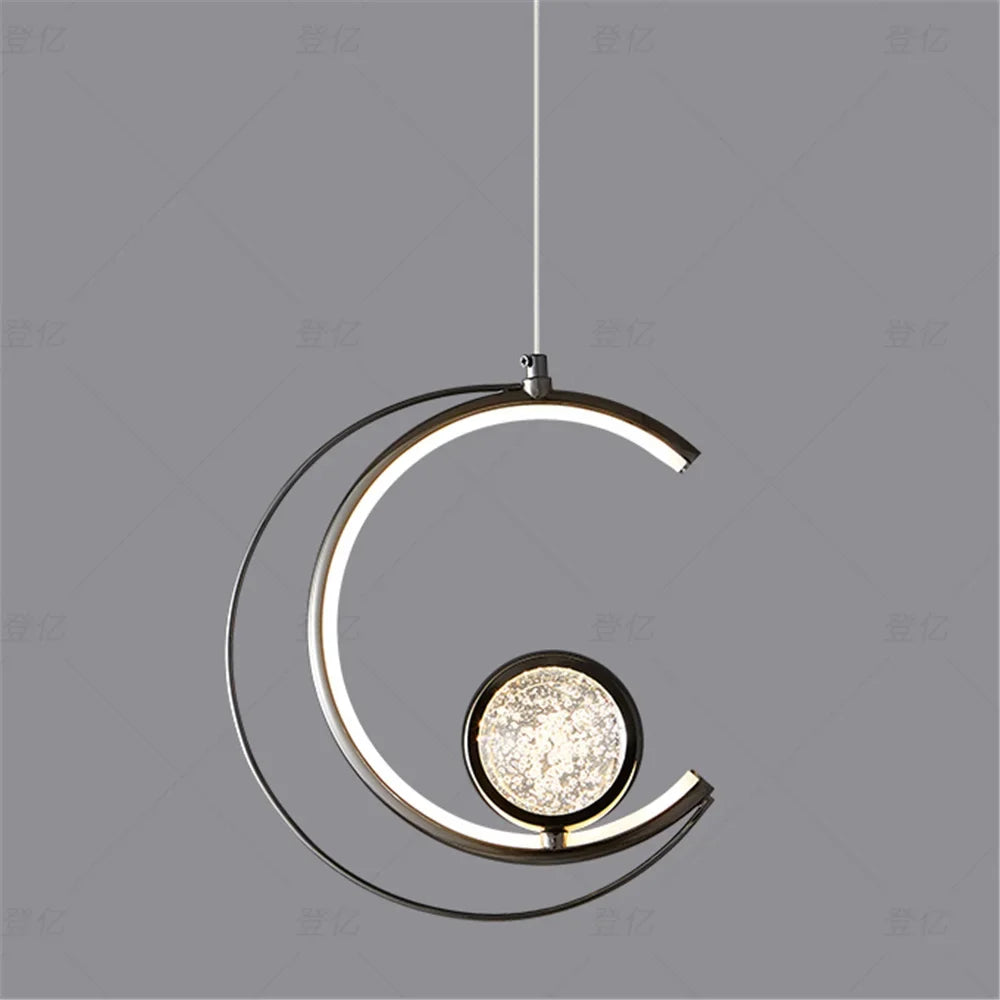 suspension en cristal de croissant de lune nordique élégante